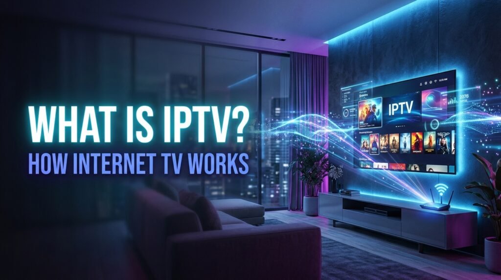 What is IPTV - Smart TV streaming internet TV in a living room