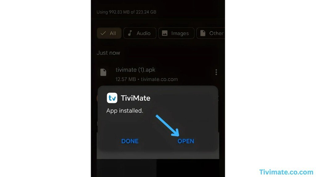 Open TiviMate after installing it on Android