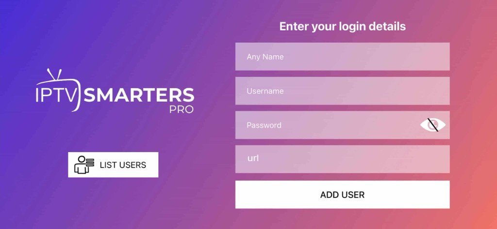 Xtream Codes login screen for IPTV on iPhone in IPTV Smarters Pro