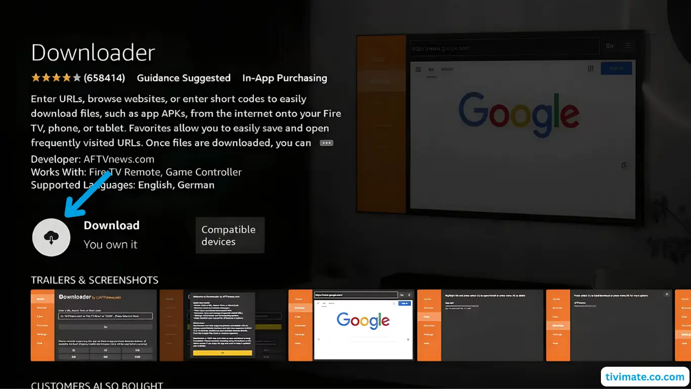 Download the Downloader app on Amazon Firestick
